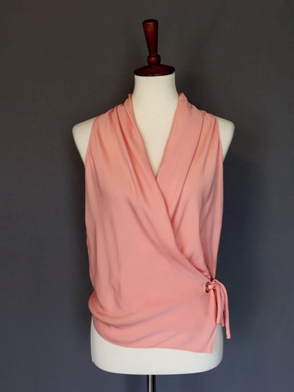 Giorgio Armani 42 / 6 Sleeveless Tank Top Blouse Orange Wrap Side Tie Style